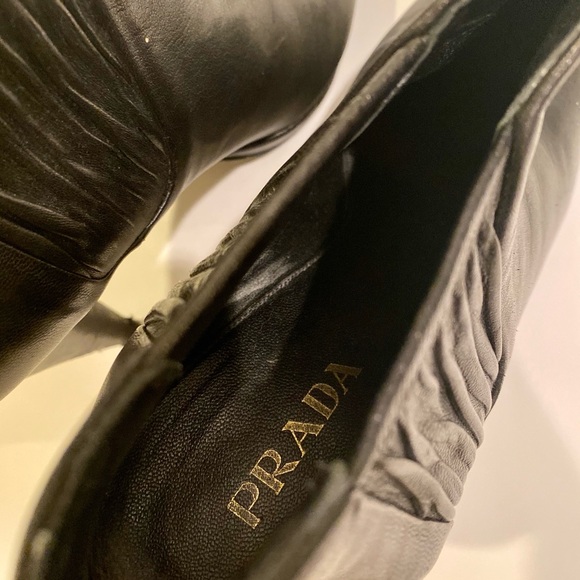 PRADA Black Leather Platform Booties - Picture 4 of 7